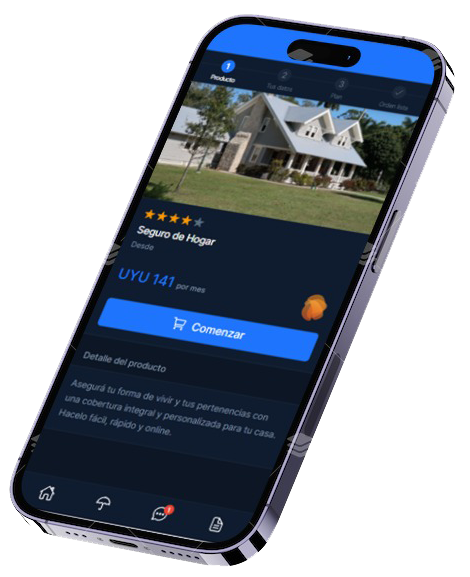 Pantalla de inicio de una cotización de seguro de hogar en WAN Mobile